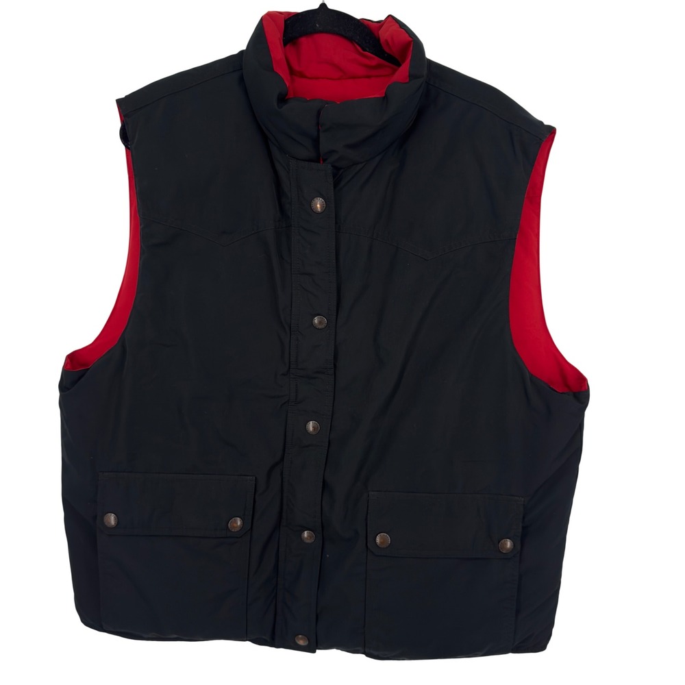 Polo Ralph Lauren Reversible Down Puffer Vest Black Red Mens XL Western Yoke